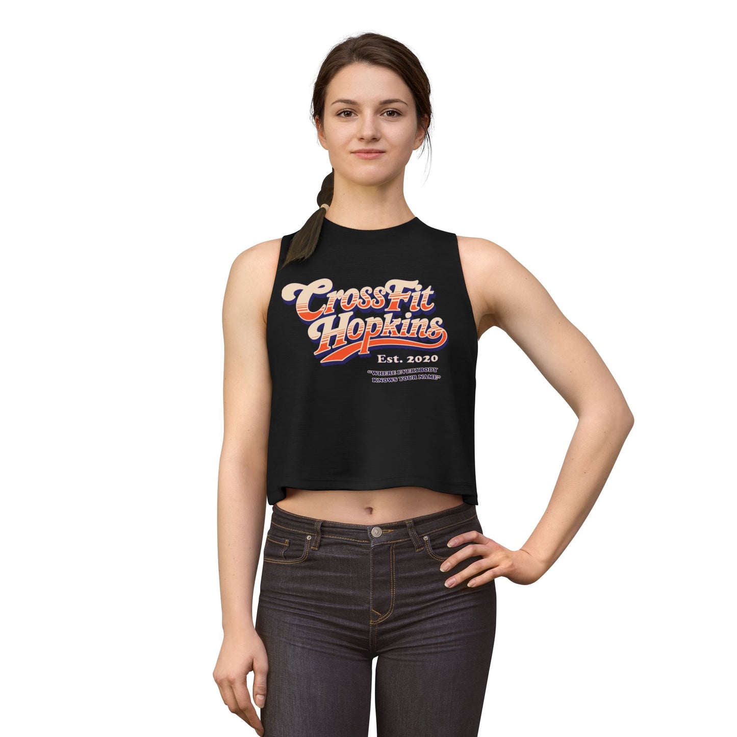 CrossFit Hopkins Women's Crop Top — Referral Tank, "Where Everybody Knows Your Name"