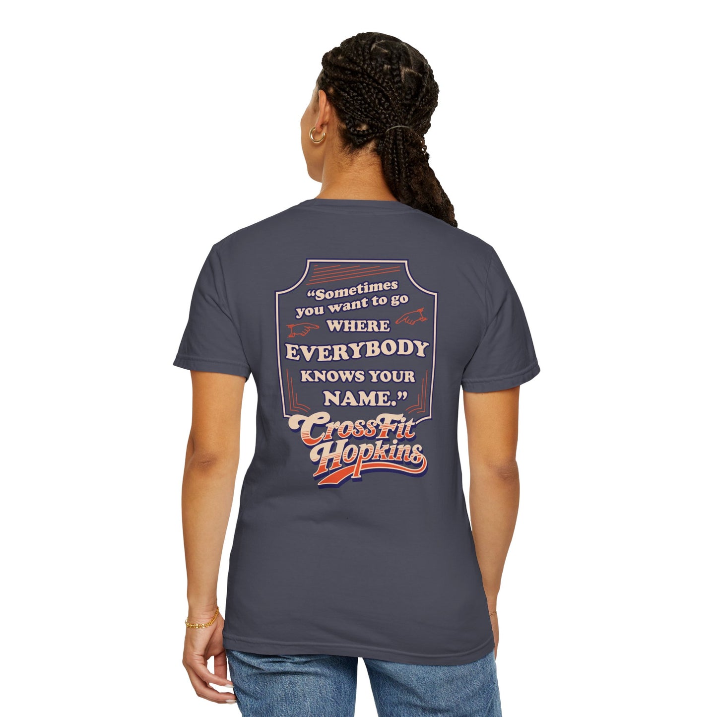 CrossFit Hopkins Referral T‑Shirt — “Where Everybody Knows Your Name” Retro Gym Tee