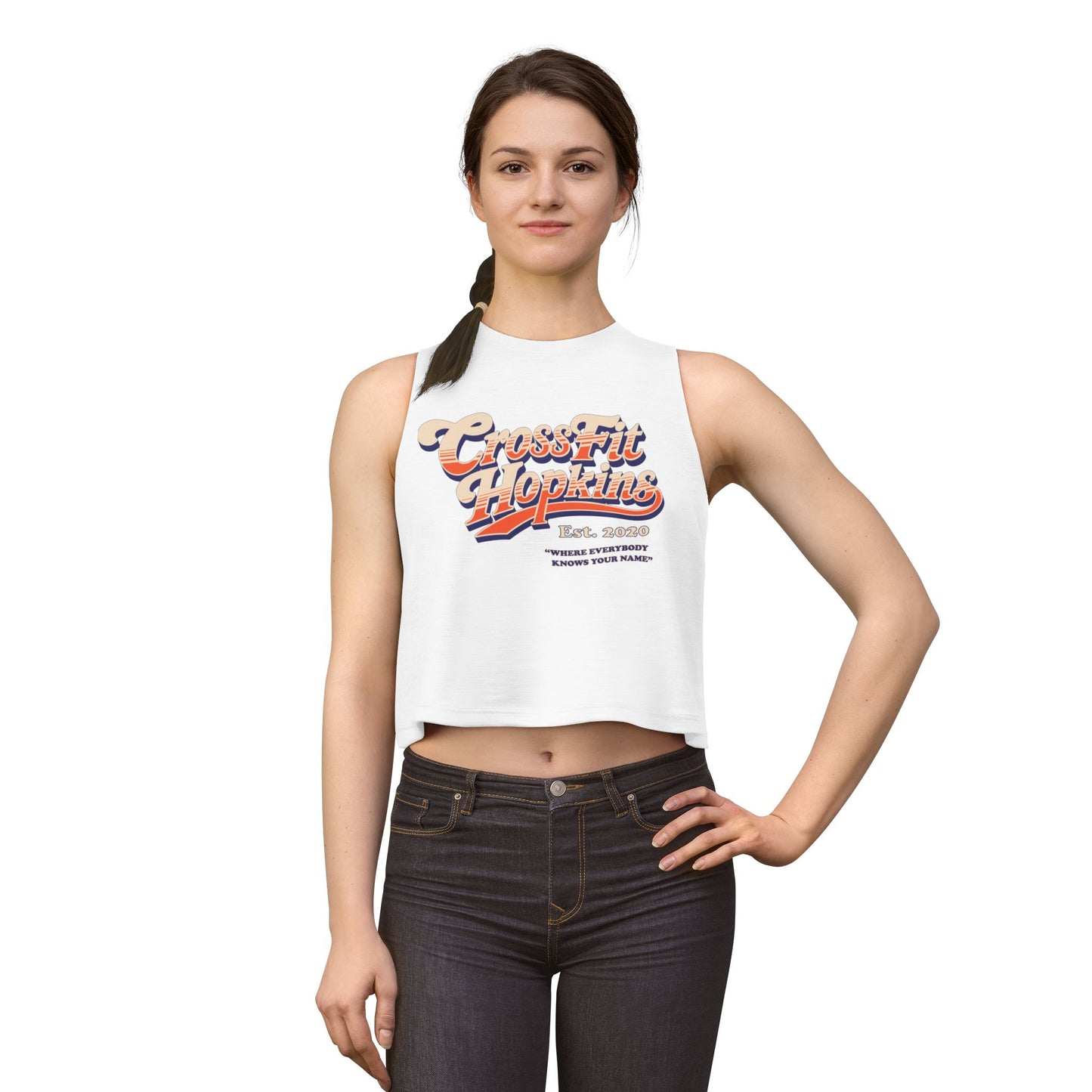 CrossFit Hopkins Women's Crop Top — Referral Tank, "Where Everybody Knows Your Name"