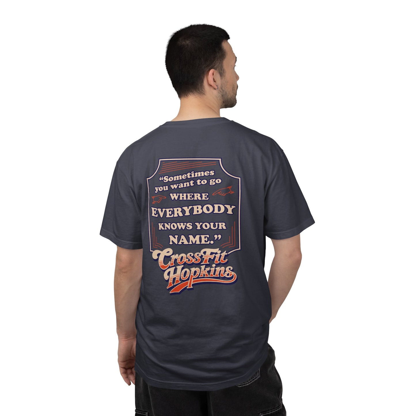 CrossFit Hopkins Referral T‑Shirt — “Where Everybody Knows Your Name” Retro Gym Tee